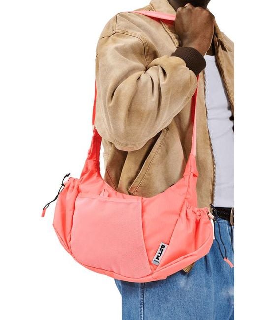 BABOON TO THE MOON Pink Crescent Crossbody Bag