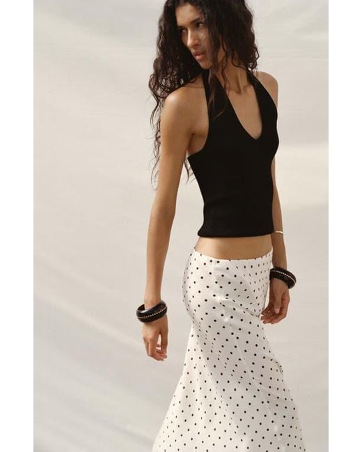 Mango White Polka Dot Maxi Skirt