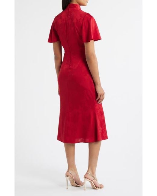 v neck cotton midi dress Brown Warm Cotton Waffle V-Neck Fit and Flare Midi Dress 64