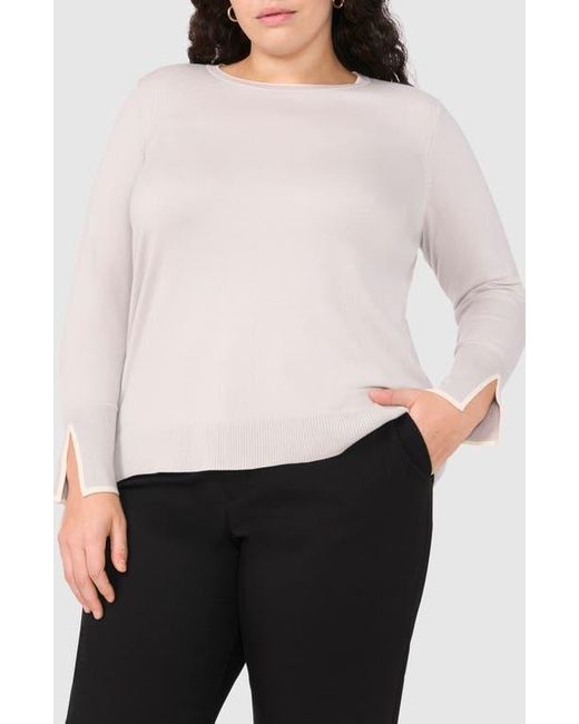 Halogen® White Contrast Trim Split Cuff Sweater