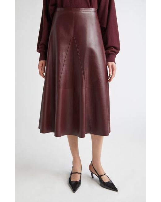 FFORME Red Selina Leather A-Line Skirt
