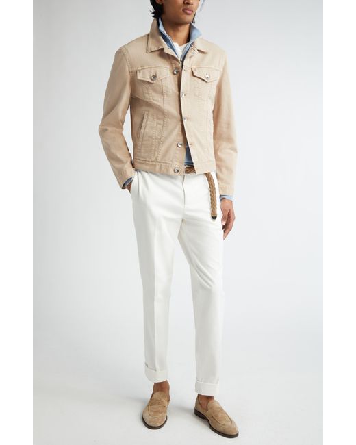 Brunello Cucinelli Natural Garment Dyed Lightweight Denim Jacket for men