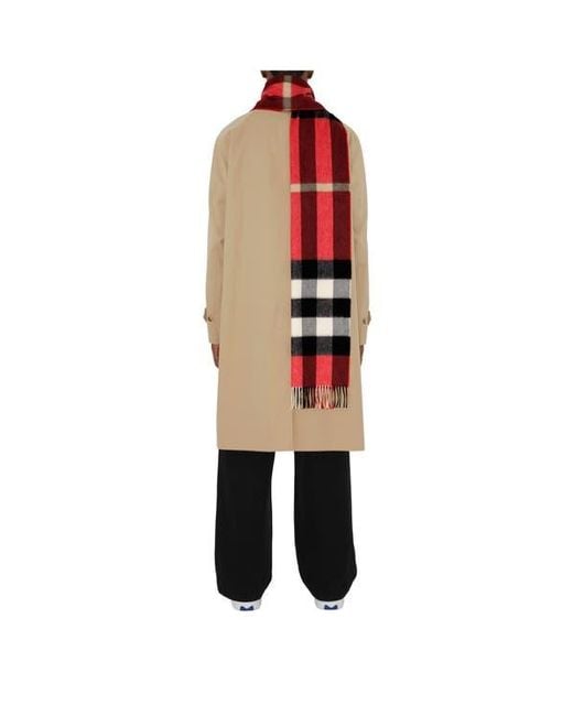 Burberry Red Check Cashmere Scarf