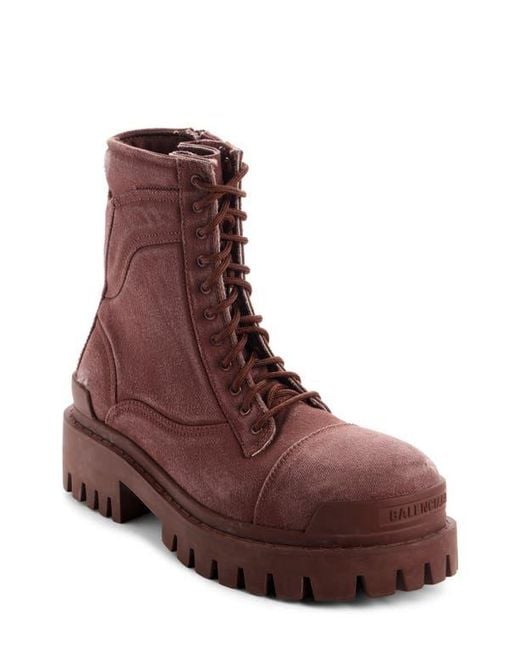 Balenciaga Brown Combat Strike Boot for men