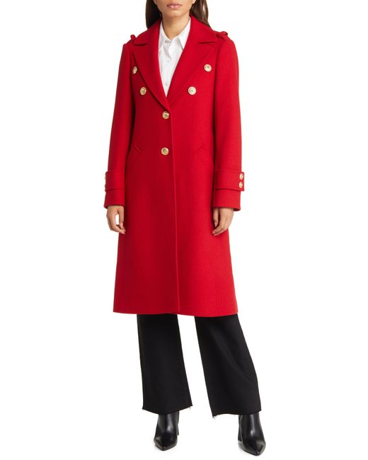 Sam Edelman Crested Button Wool Blend Coat in Red Lyst