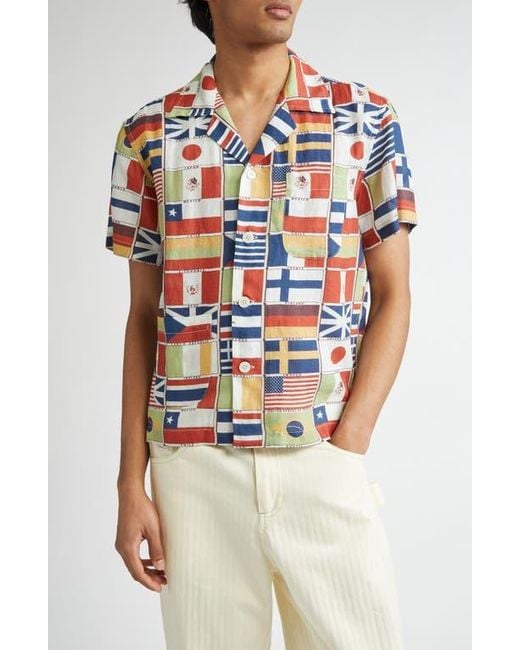 Bode Multicolor International Linen Camp Shirt for men