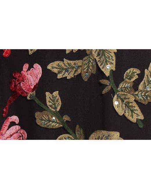 carolina herrera floral-embroidered tulle midi dress Carolina Herrera Floral Embroidered Tulle Long-Sleeve Midi Dress
