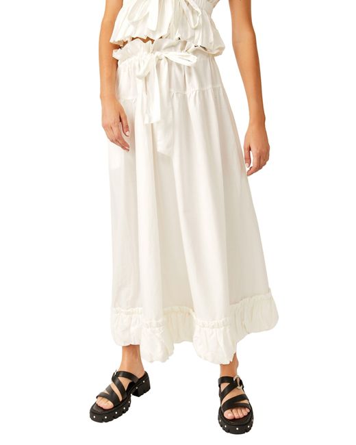 Free People White Favorite Part Tie Waist Tiered Poplin Maxi Skirt
