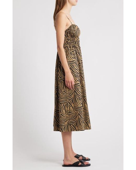 Rails Brown Breeze Shirred Bodice Cotton Blend Sundress