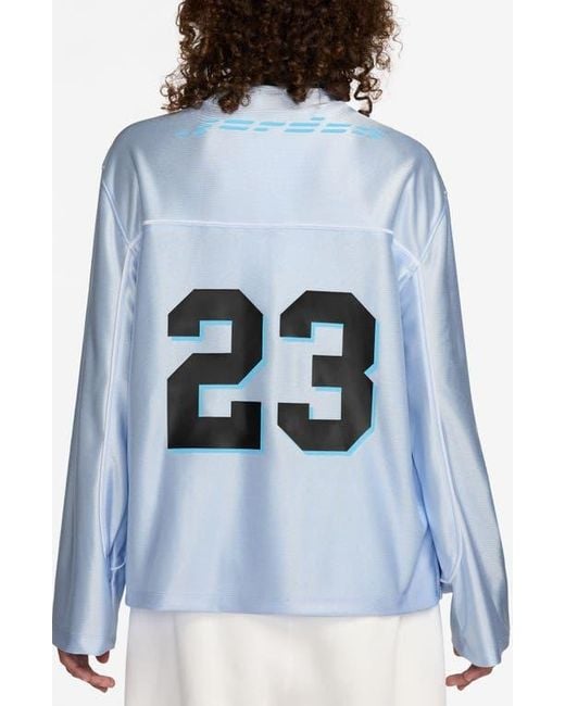 Nike Blue Oversize Long Sleeve V-Neck Jersey Top