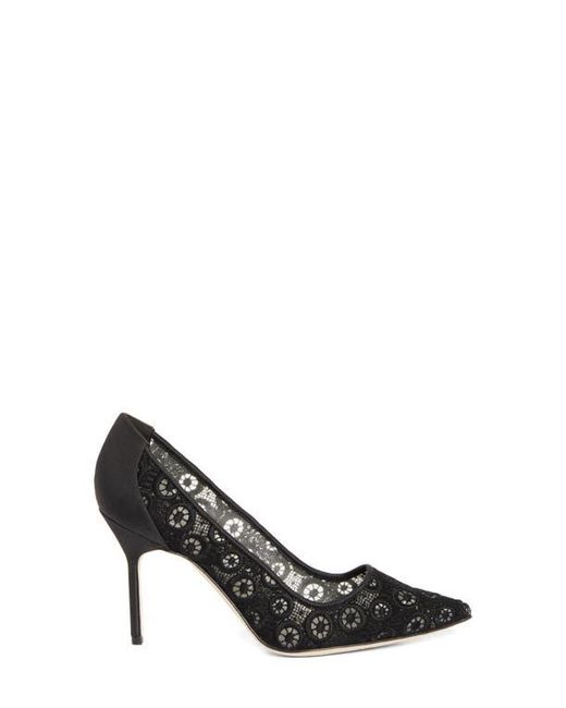 Manolo Blahnik Black Bb Lace Pointed Toe Pump