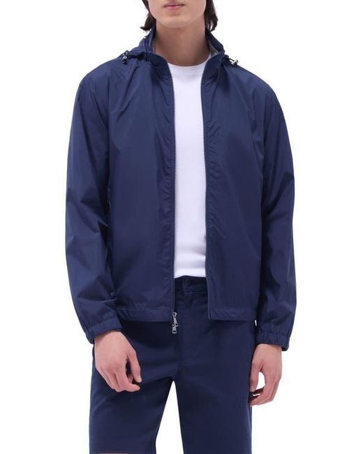 Bugatchi Blue Water Repellent Packable Jacket With Removable Hood for men