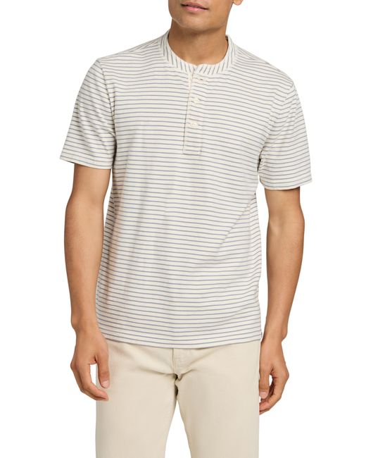 Faherty Brand White Sunwashed Organic Cotton Henley for men