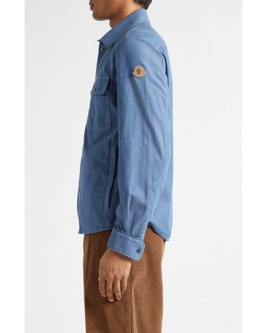 Moncler Blue Logo Patch Denim Shirt Jacket for men