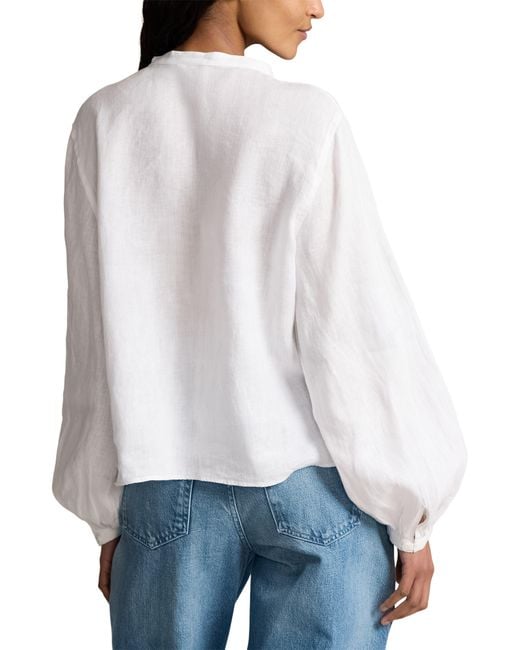 Polo Ralph Lauren White Linen Popover Shirt