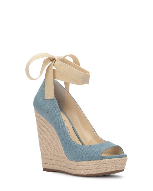 Jessica Simpson Zavida Espadrille Platform Wedge Sandal in Blue | Lyst