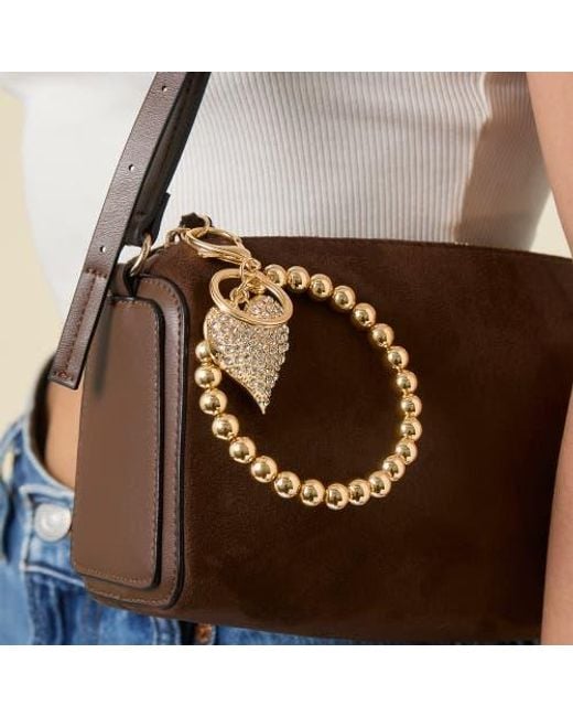 Jessica Simpson Metallic Heart Charm Stretch Keychain Bracelet