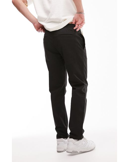 TOPMAN Skinny Fit Cotton Stretch Twill Chinos in Black for Men | Lyst