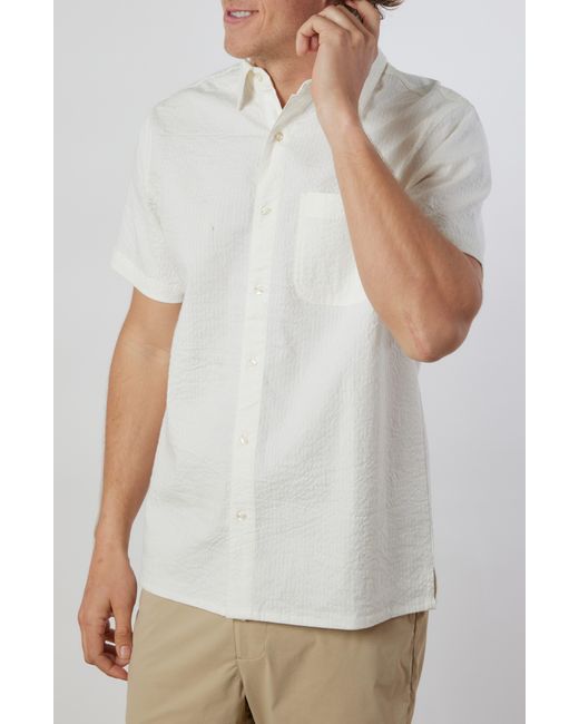 Rainforest White The Acadia Seersucker Short Sleeve Button-up Shirt for men