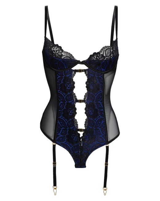 Seven 'til Midnight Lace & Mesh Underwire Teddy With Garter Straps in ...