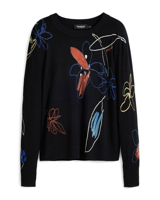 Desigual Blue Floral Crewneck Sweater