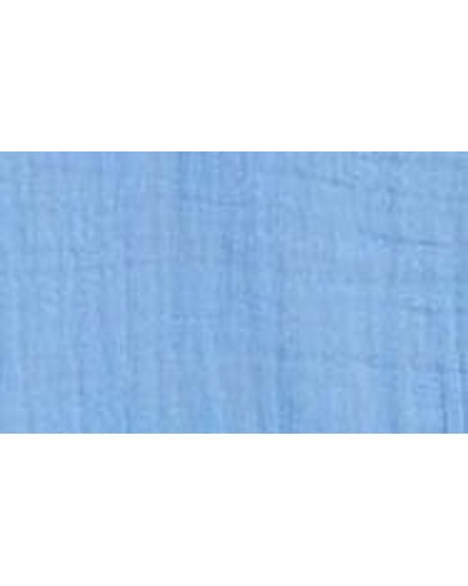 Caslon Blue Caslon(r) Long Sleeve Cotton Gauze Popover Top