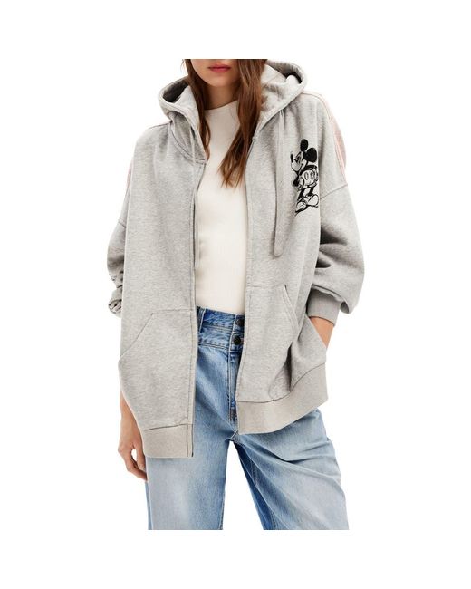 Desigual X Disney Mickey Mouse Cotton Graphic Zip-Up Sweater