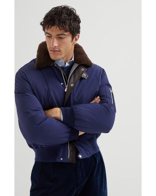Brunello Cucinelli Blue Nylon Down Jacket for men