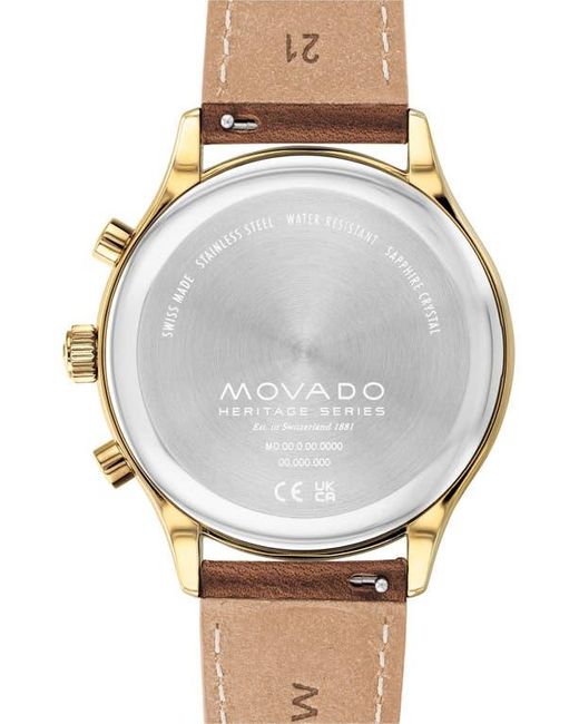 Movado Blue Heritage Chronograph Leather Strap Watch, 43Mm for men