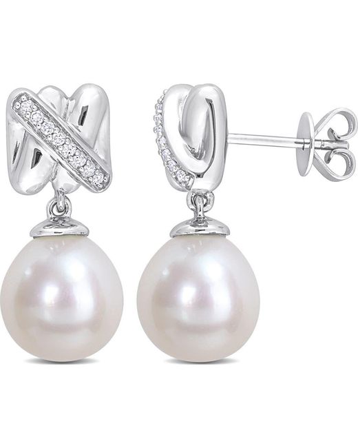 Julianna B White Diamond Crossover Drop Earrings 14K