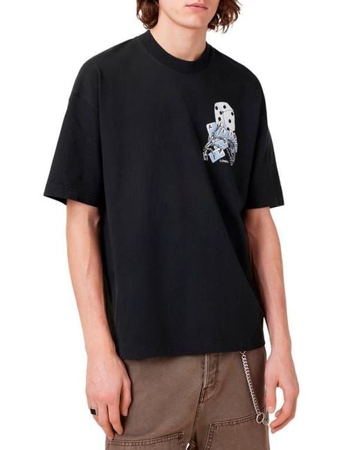AllSaints Black Dealt Short Sleeve Graphic T-Shirt for men