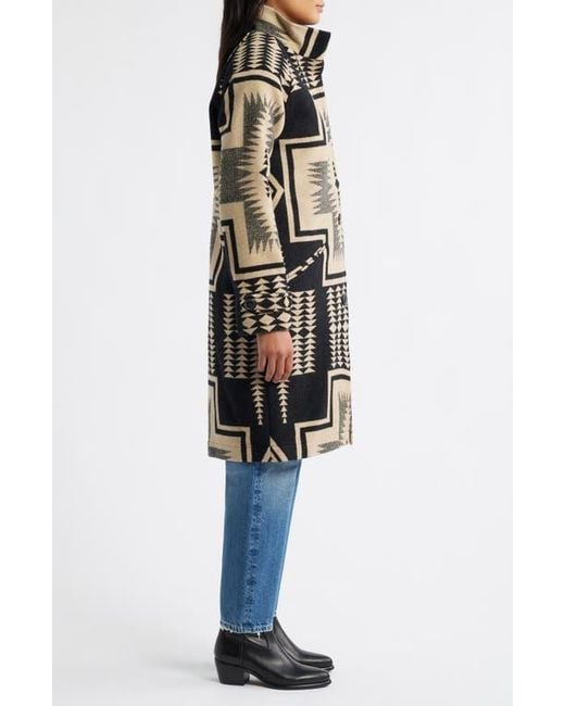 Pendleton Blue Timberline Virgin Wool Blend Blanket Coat