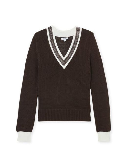 Reiss Black Courtney Beaded Contrast Trim Sweater