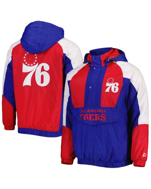 Starter Philadelphia 76ers Body Check Raglan Hoodie Halfzip Jacket At