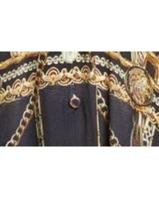 Camilla Multicolor Masked At Moonlight Long Sleeve Silk Crepe Maxi Dress