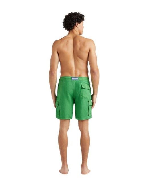 Vilebrequin Green Solid Linen Bermuda Short for men