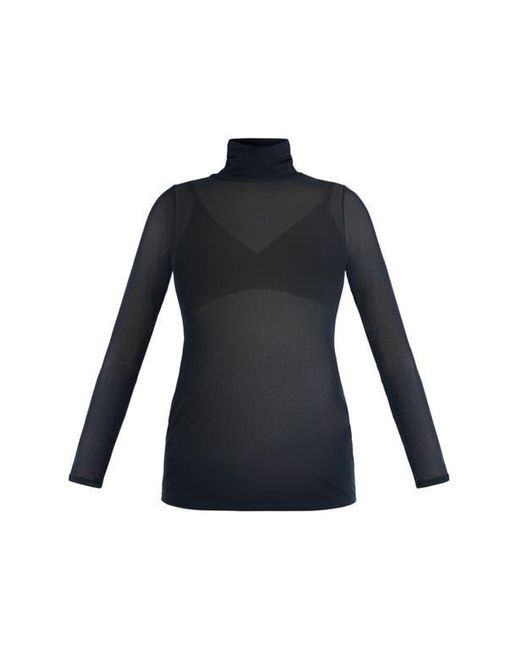 Motherhood Maternity Black Long Sleeve Bodycon Mesh Maternity Top
