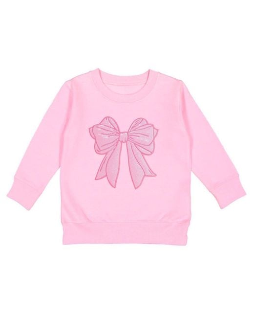 Sweet Wink Pink Bow Sequin Patch Sweatshirt