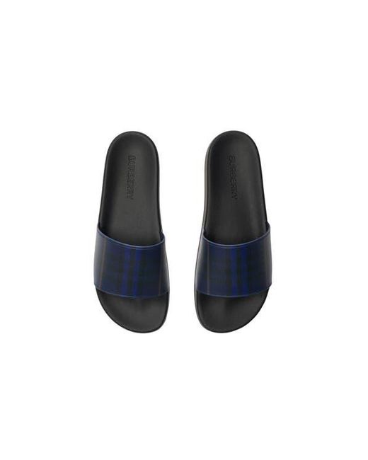 Burberry Blue Check Slides for men