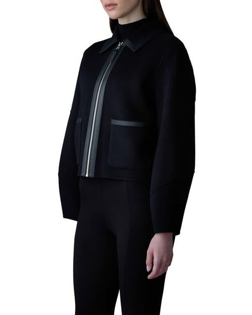 Mackage Black Solana Wool & Leather Jacket