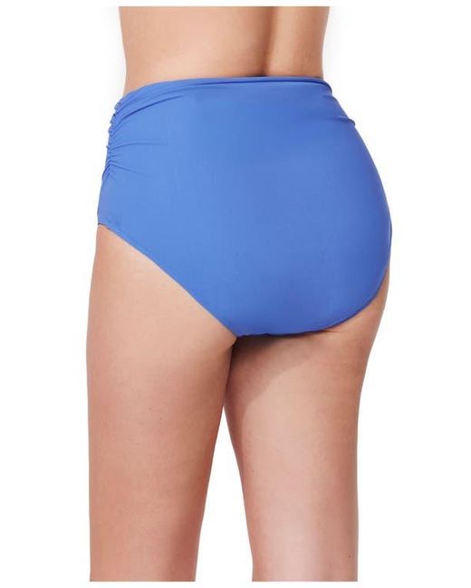 Gottex Blue Tutti Frutti Shirred High Waist Swim Bottom