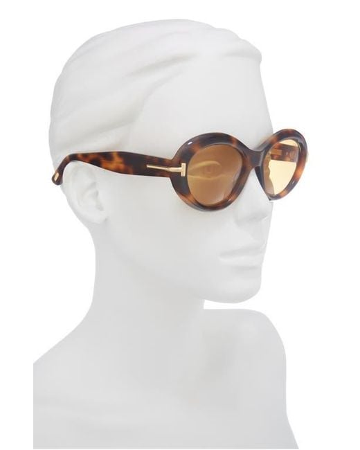 Tom Ford Brown 55Mm Oval Sunglasses