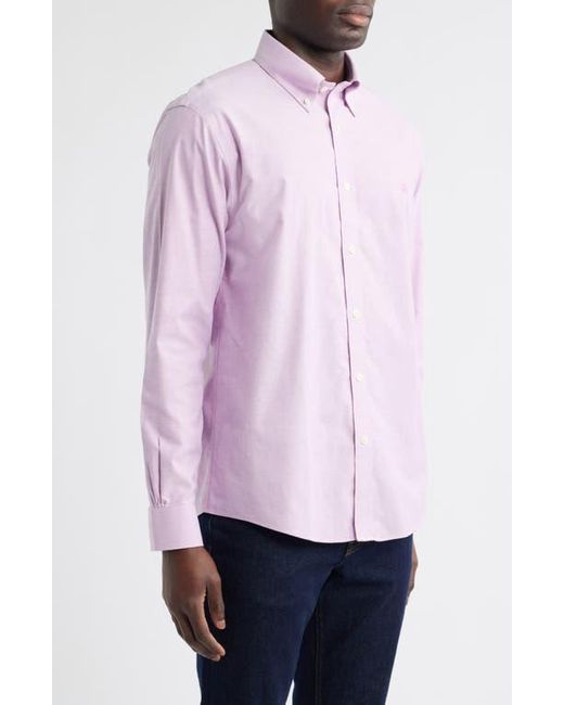 Brooks Brothers Pink Non-Iron Regular Fit Stretch Cotton Button-Down Oxford Shirt for men
