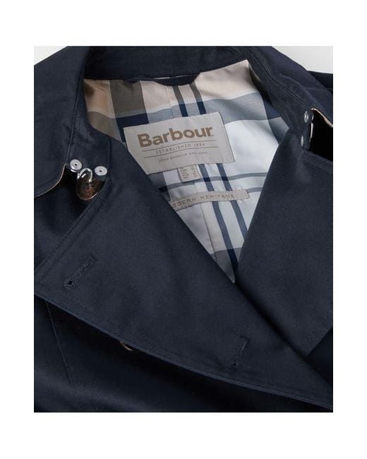 Barbour Blue Greta Belted Water Resistant Twill Trench Coat