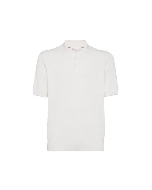 Brunello Cucinelli White English Rib Knit Sweater for men