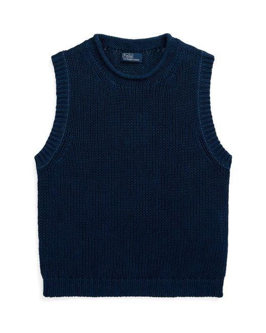 Polo Ralph Lauren Blue Linen & Cotton Sweater Vest