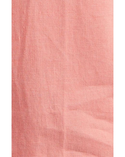 Peter Millar Pink Coastal Garment Dyed Linen Button-up Shirt for men