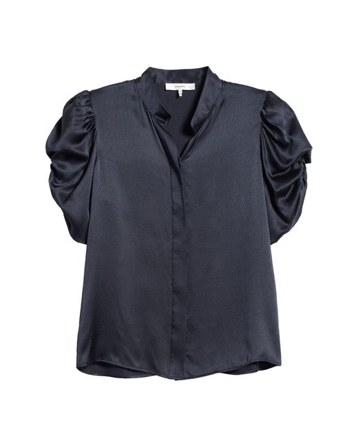 FRAME Blue Puff Sleeve Silk Button-up Shirt