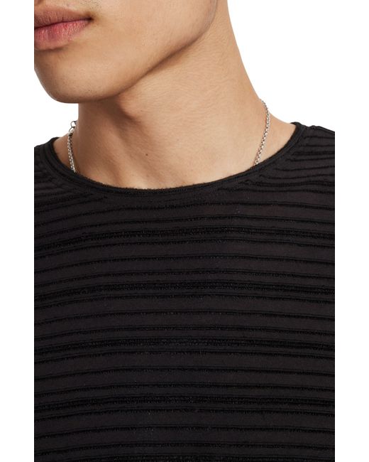 John Varvatos Black Alain Rib Long Sleeve T-shirt for men