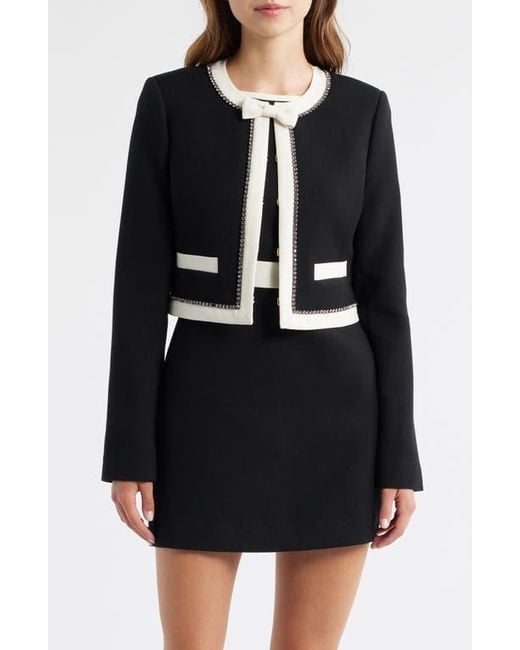 LoveShackFancy Black Ralphette Crystal Trim Colorblock Jacket